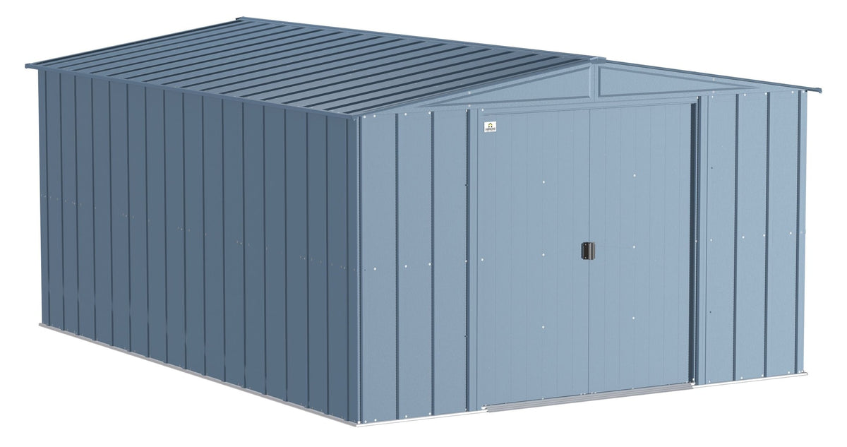 Classic Galvanized Steel Storage Shed, Blue Grey, 10-ft x 14-ft O1C4 - product image 1
