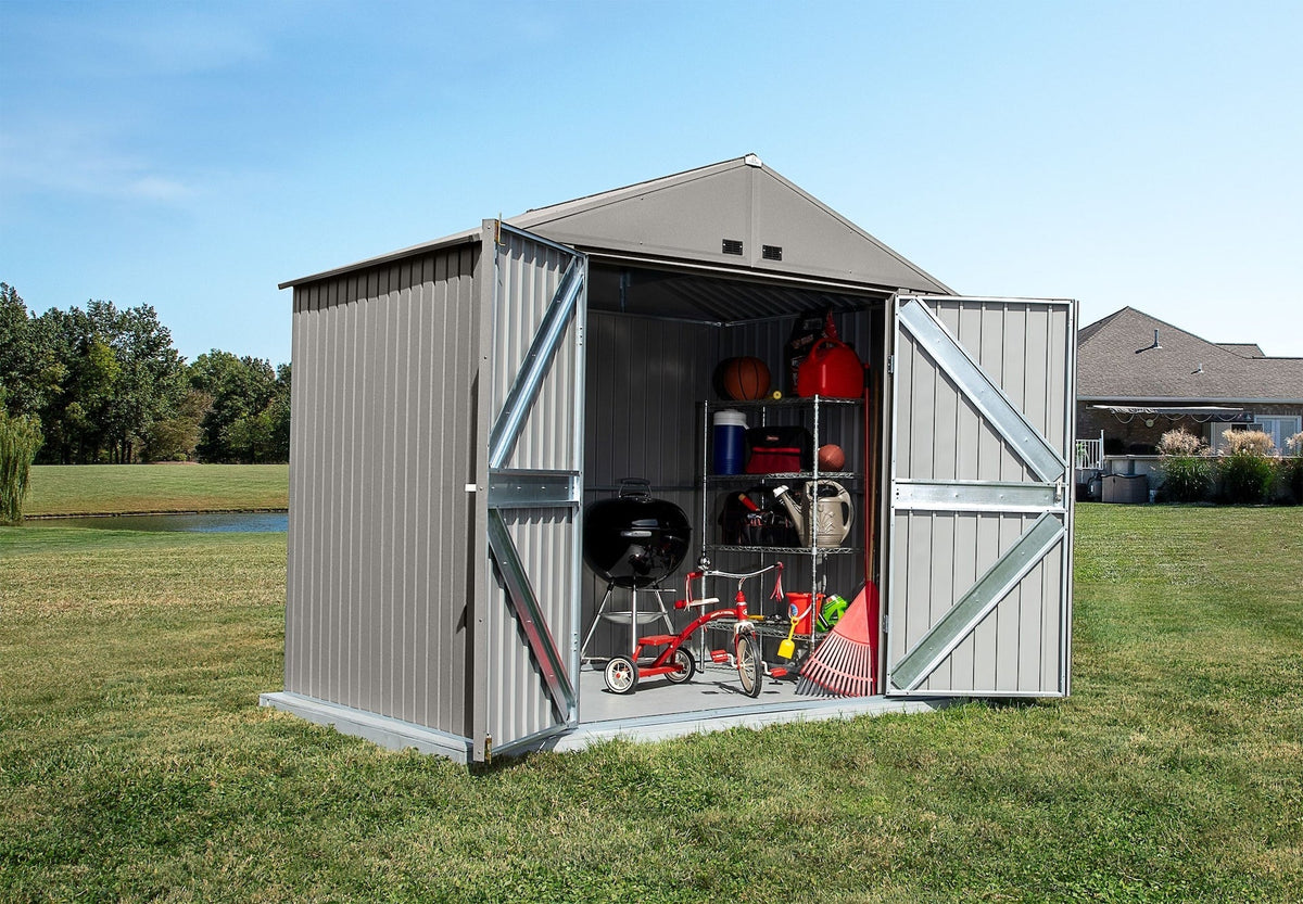Elite Steel Storage Shed with Pent Roof, Cool Grey, 8-ft x 6-ft N4T3 - product image 3