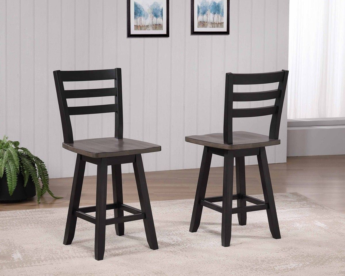 Aaron Oak/Dark Grey Swivel Counter/Bar Stool with Back Rest, 2-pc R1X4 - product image 6
