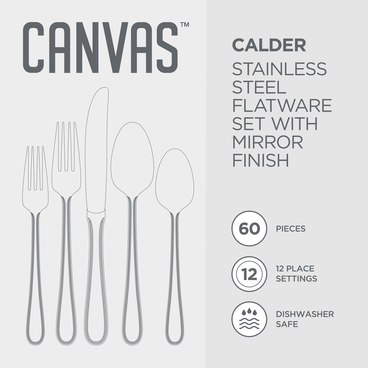 Beaded Edge Flatware Set, Serves 12, 60-pc Y9L9 - product image 1