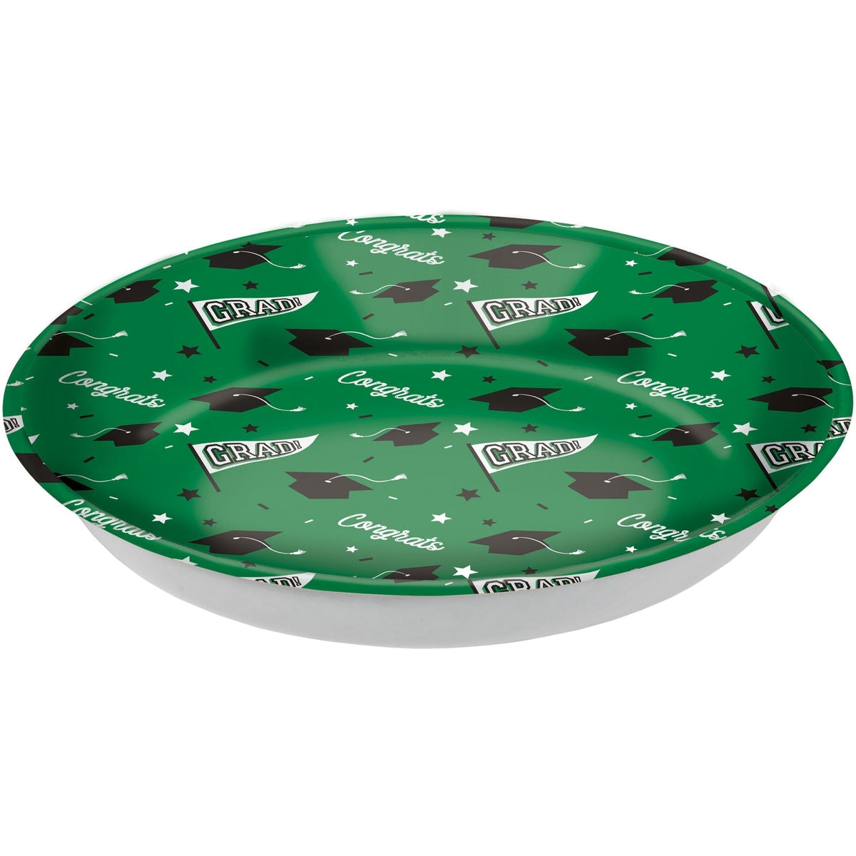 Grad" Round Plastic Reusable Serving Bowl, Green, 14-in, for Graduation Q4M7 - product image 1