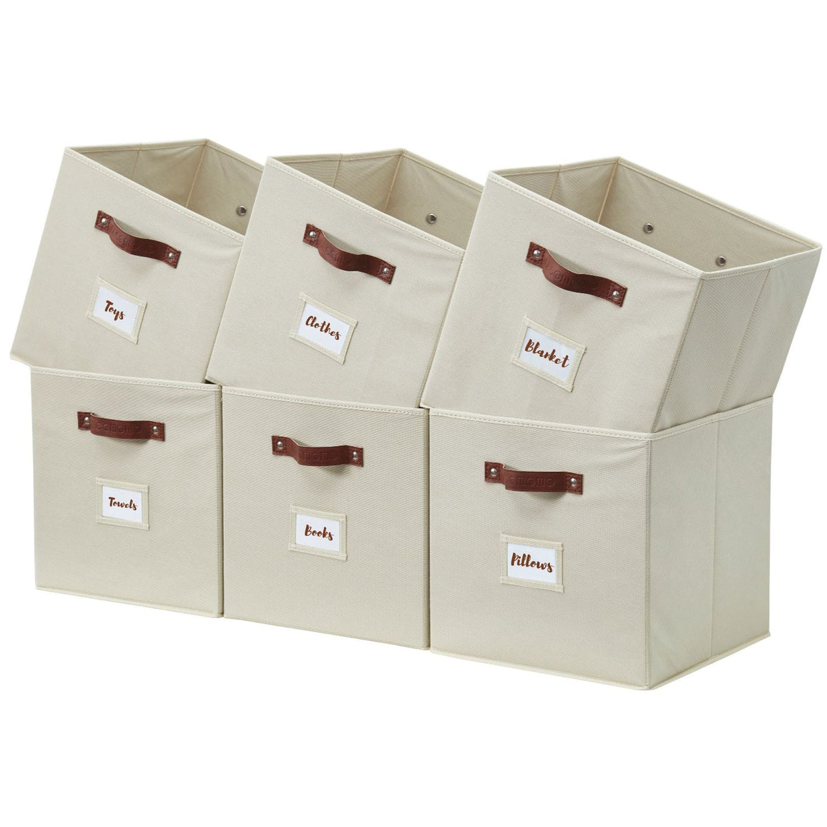 Collapsible Storage Cube with Label, 11-in, 6-pk, Beige K2K5 - product image 1