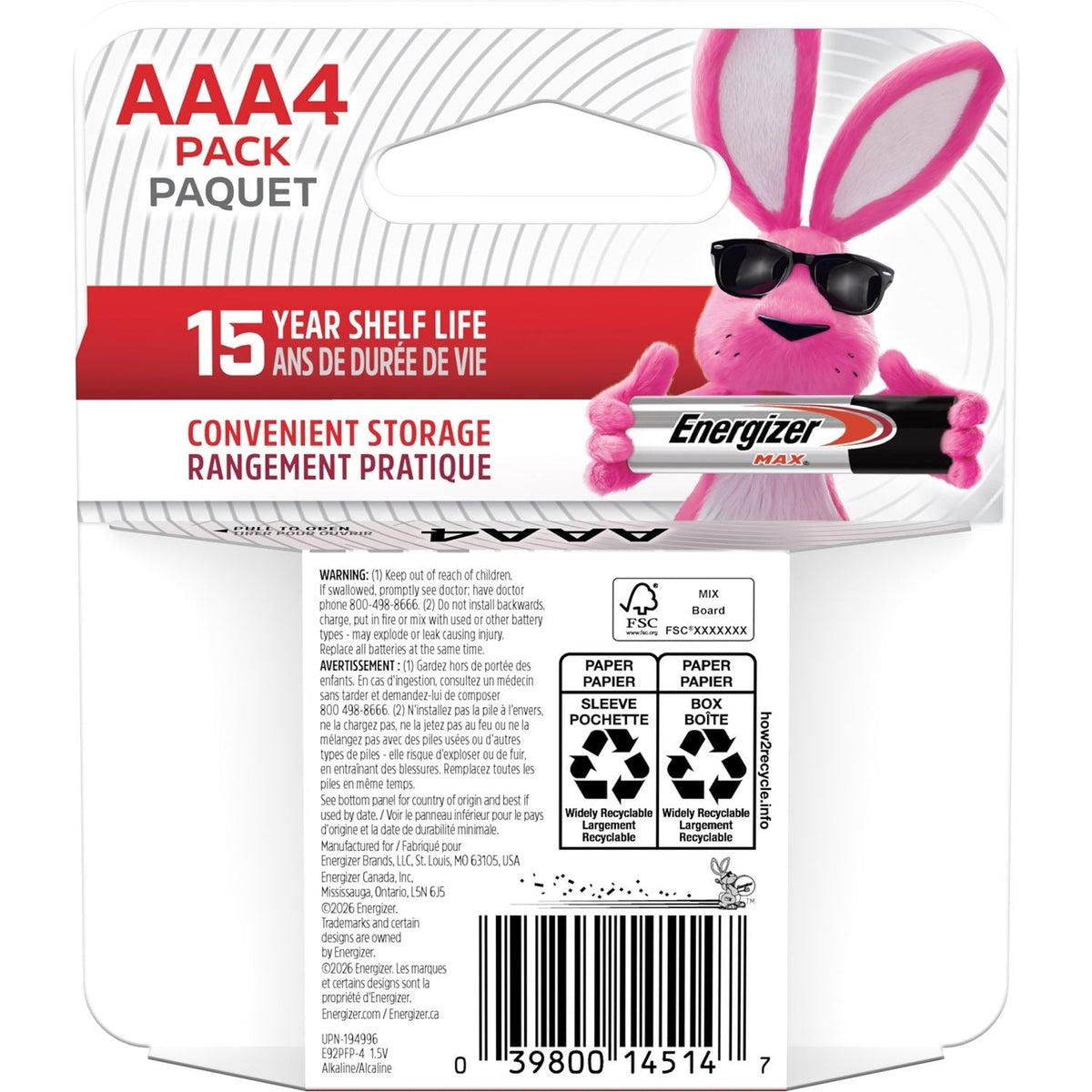 Max 4-pk AAA Alkaline Batteries, Long Lasting, All Purpose C3I3 - product image 3