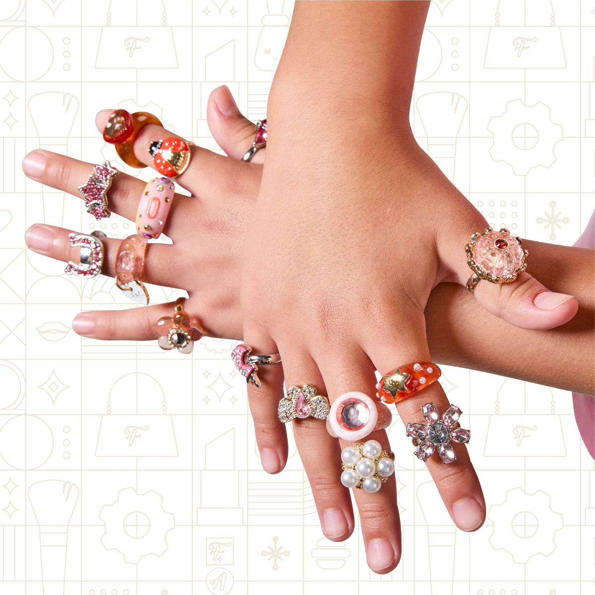 Kids Glam Rings Set, 15 Piece, Pink Y8J8 - product image 5