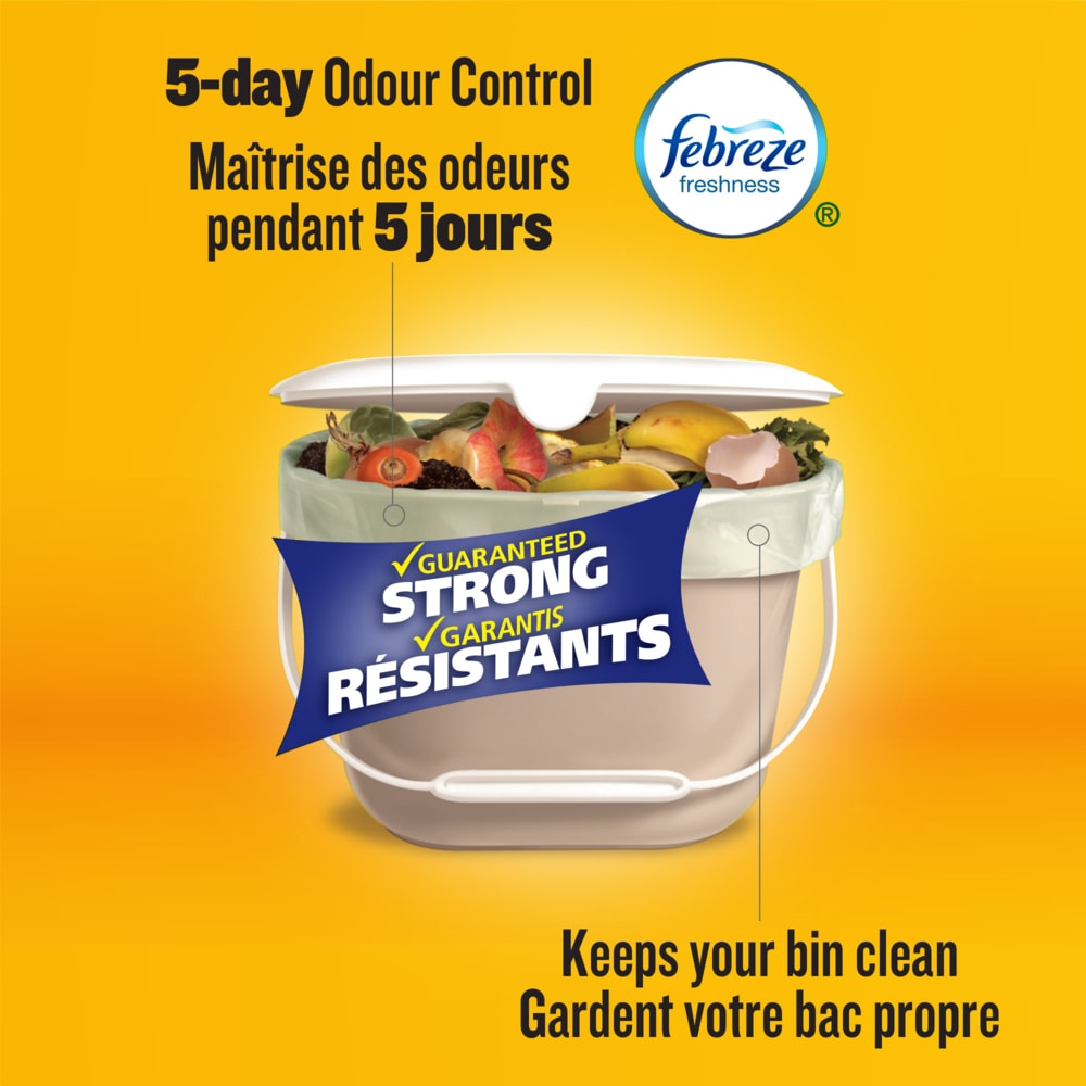 Small 100% Compostable Febreze Lemon Scented Food Waste Bags, 20-pk, 10-L T1W6 - product image 6