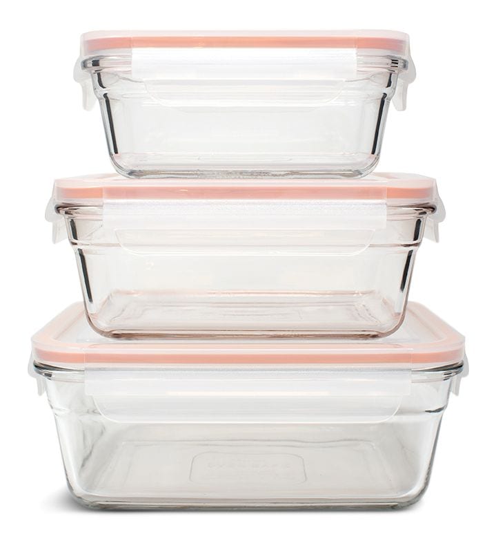 Food Storage Container and Lid Set with Airtight Seal, Rectangular, 3 Count K5D8 - product image 1