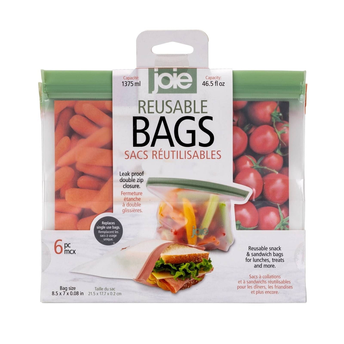 Reusable Peva Food Storage Bags, Terracotta/Sage/Grey, 6-pk W3E9 - product image 1