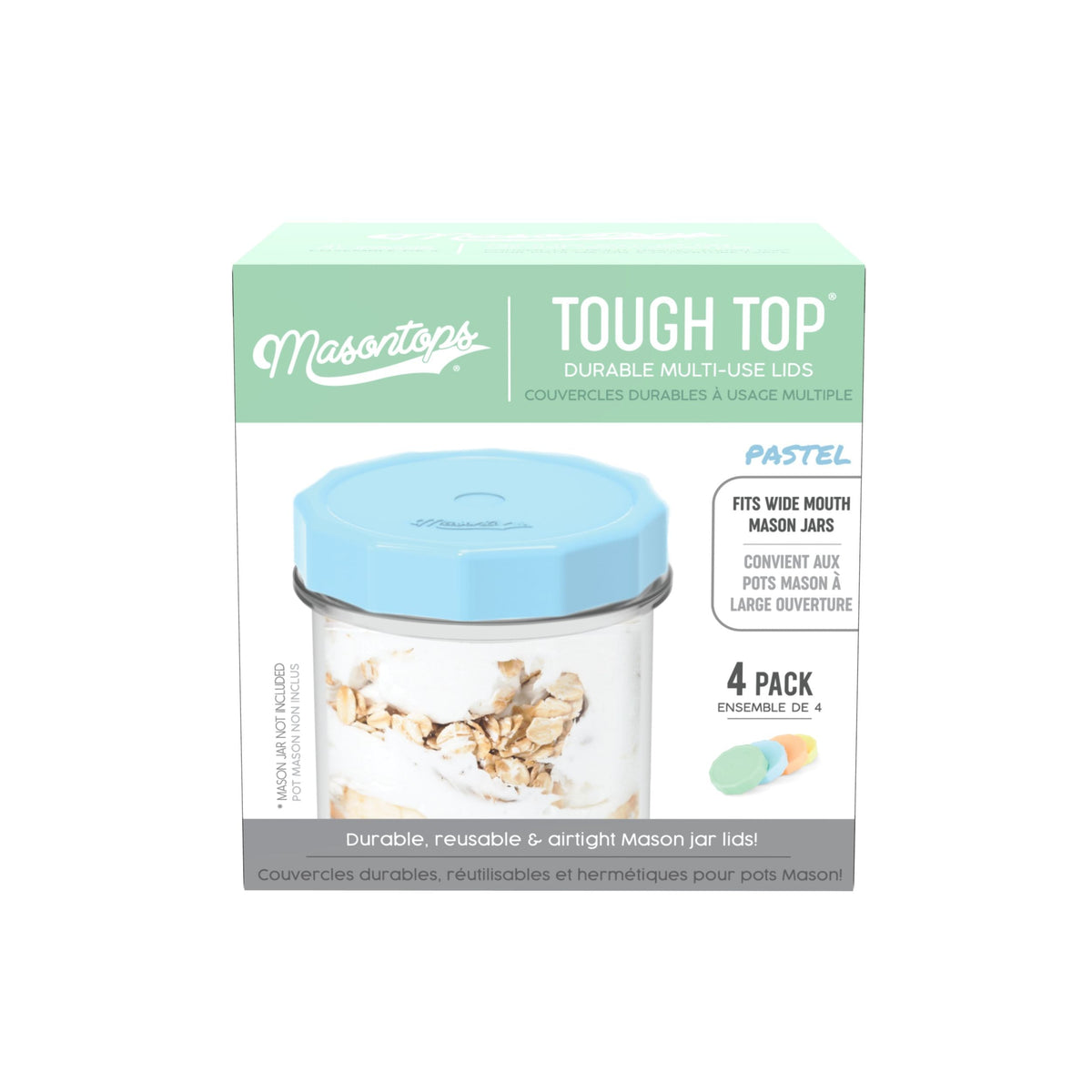 Tough Tops Durable Plastic Lids, Wide-Mouth, Assorted, 4-pk C3F4 - product image 1