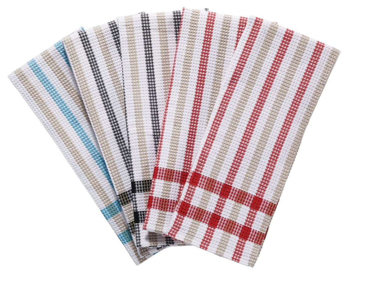 Cotton Plaid Waffle Kitchen Towels, Reusable, 22-in x 32-in, 5-pk, Assorted Colours X1T7 - product image 1