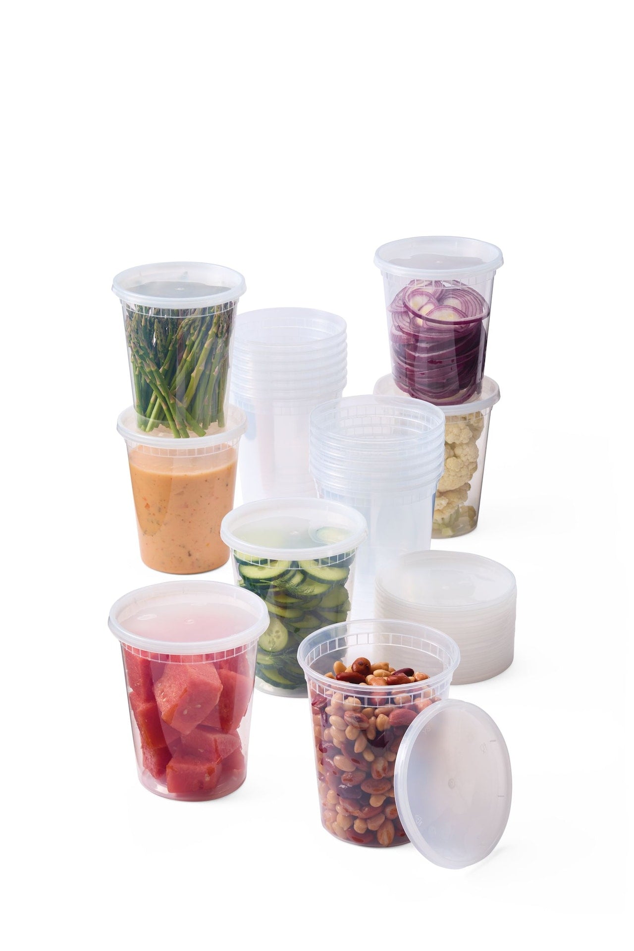 Round Plastic Deli-Style Food Storage Container Set, 32-oz, 40-pc G5O7 - product image 1