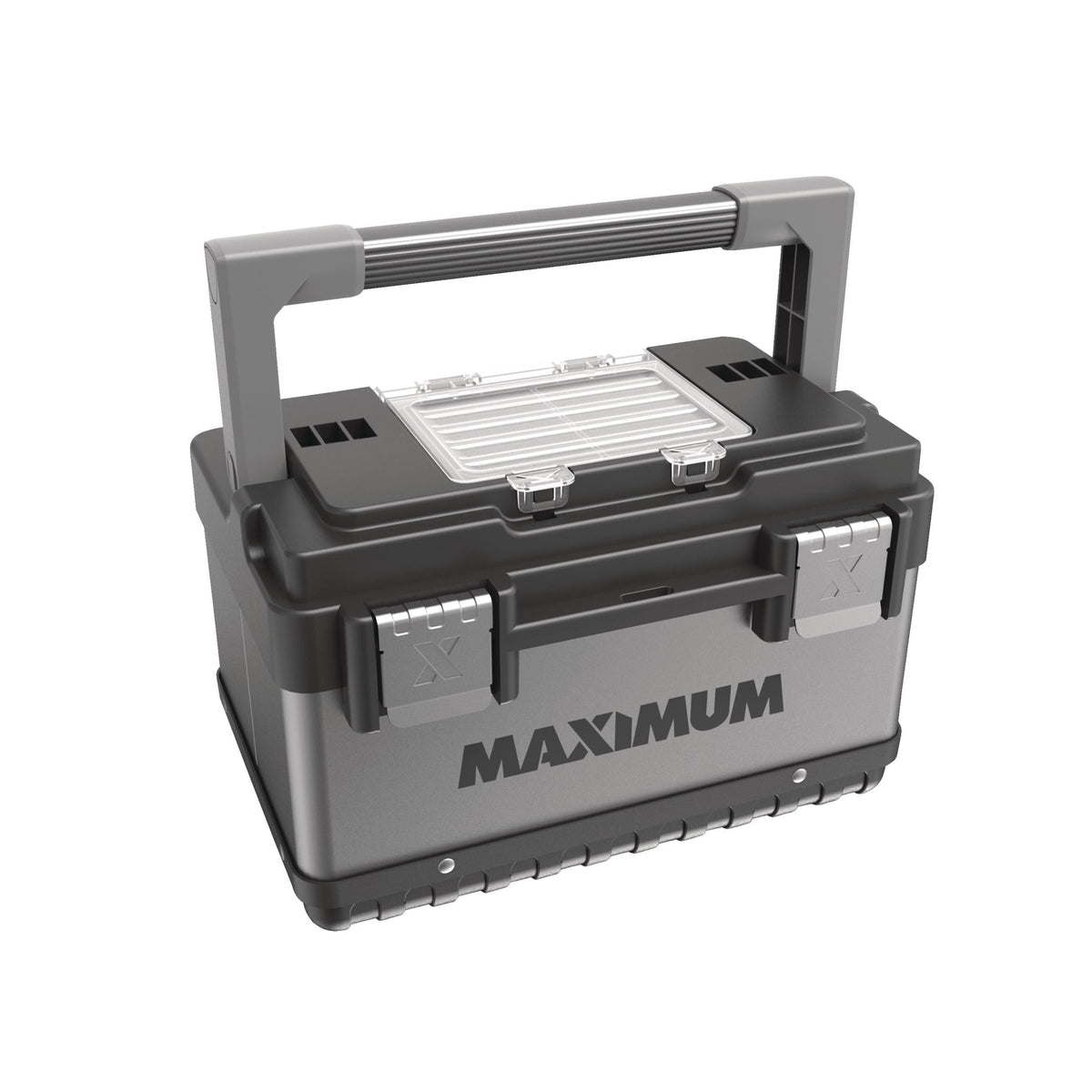 Portable Plastic & Metal Tool Box with Removable Tray & Organizer, Black, 15-in K0Y3 - product image 1