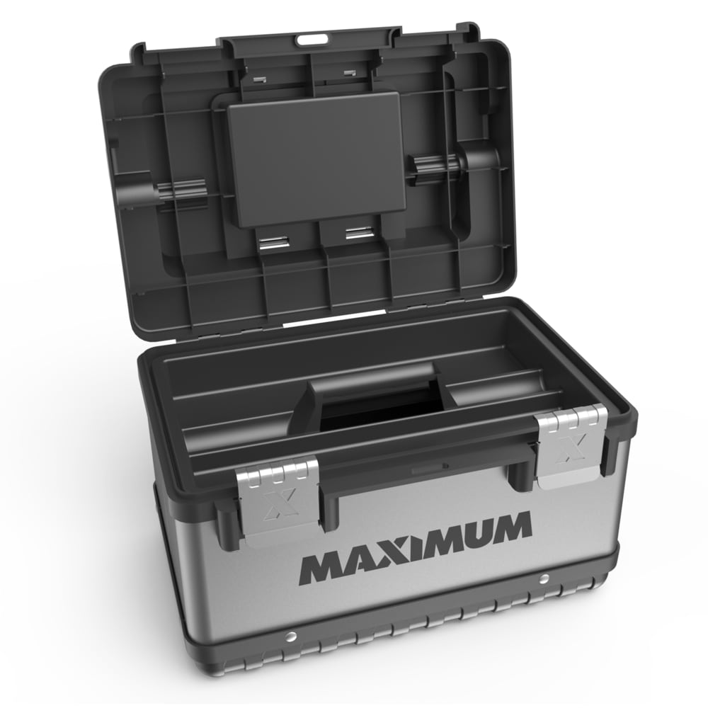 Portable Plastic & Metal Tool Box with Removable Tray & Organizer, Black, 15-in K0Y3 - product image 2