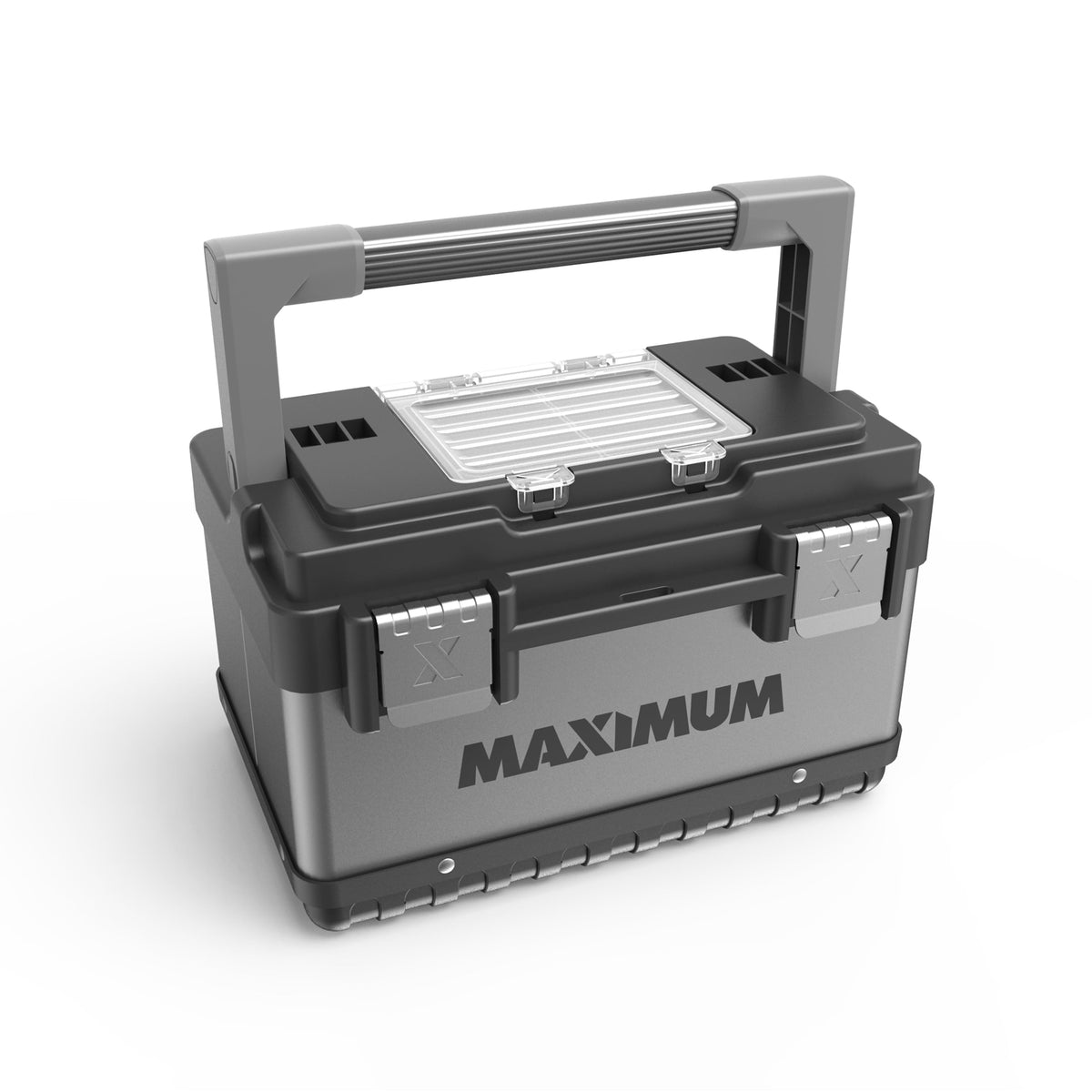 Portable Plastic & Metal Tool Box with Removable Tray & Organizer, Black, 15-in K0Y3 - product image 3