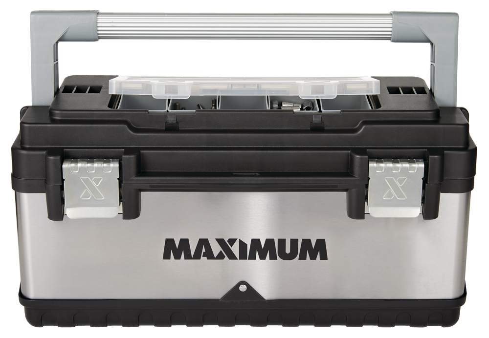 Portable Plastic & Metal Tool Box with Removable Tray & Organizer, Black, 20-in S3T2 - product image 2