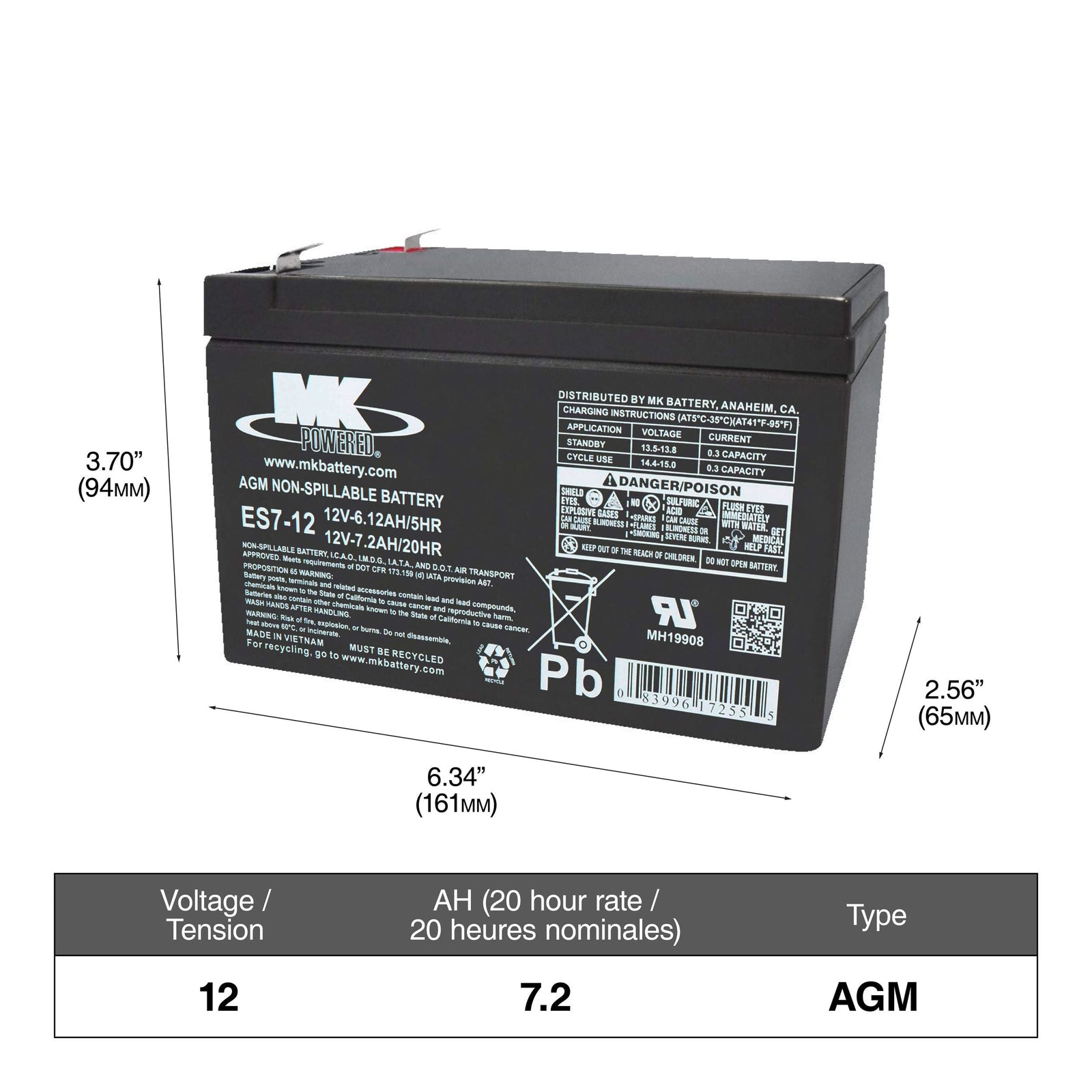 Battery 12-Volt 7.2 Ah SLA Battery, F2 Terminal N4B6 - product image 1