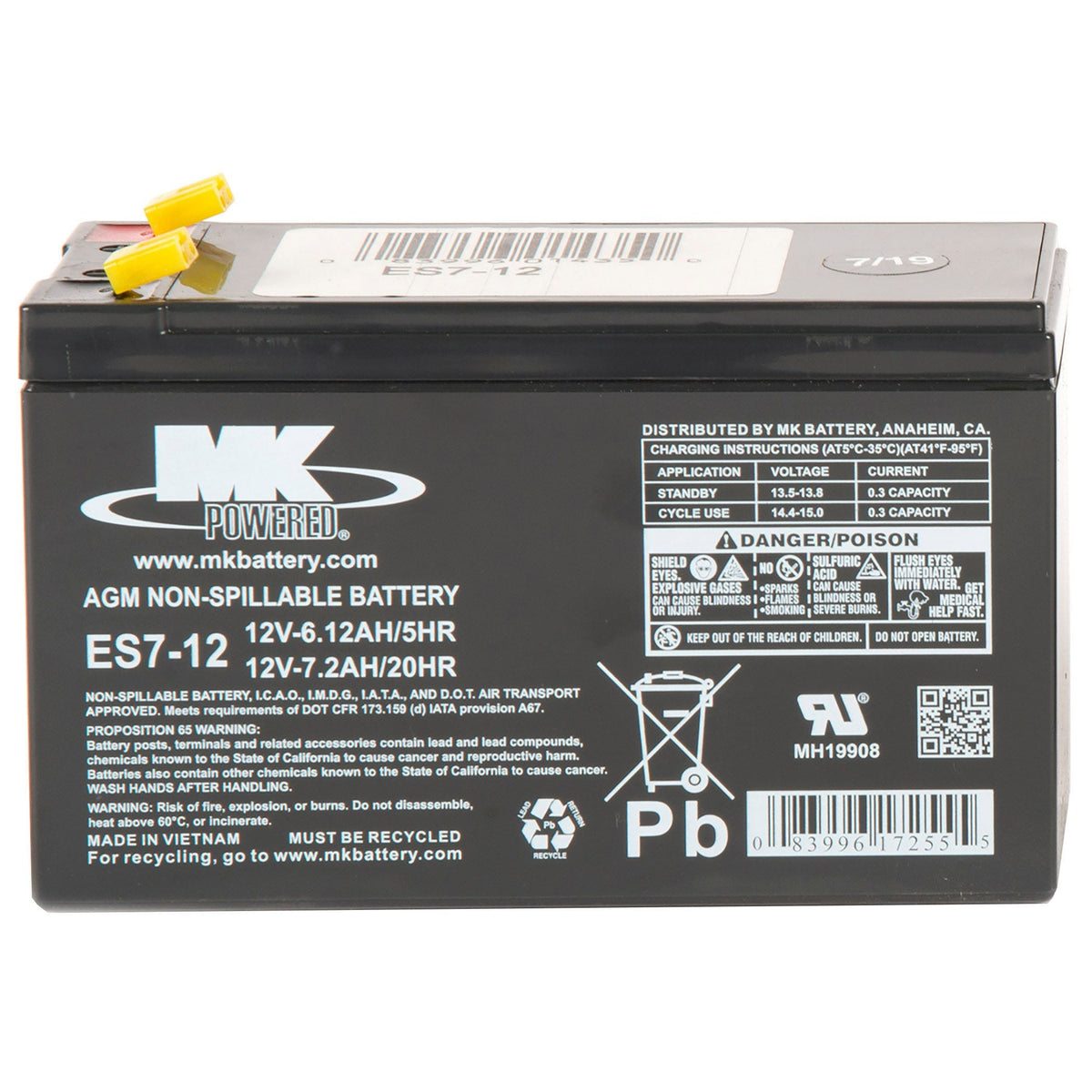 Battery 12-Volt 7.2 Ah SLA Battery, F2 Terminal N4B6 - product image 2
