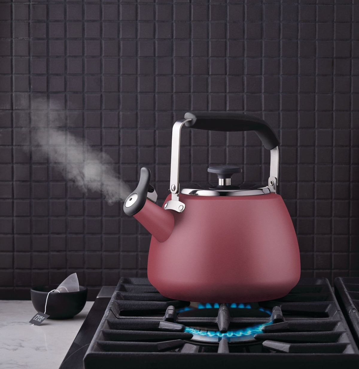 Stainless Steel Stovetop Kettle, 1.9-L, Red A6D5 - product image 2