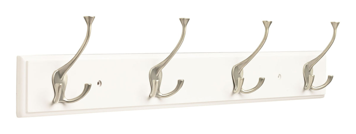 Stainless Steel 4-Tri Hook Rail, White/Silver, 27-in D8U7 - product image 1