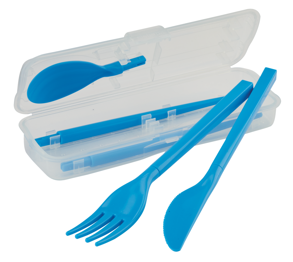 Cutlery Set To Go, Modular Travel Plastic Cutlery Set with Knife, Fork, Spoon, Chopsticks and Case N3Y2 - product image 1