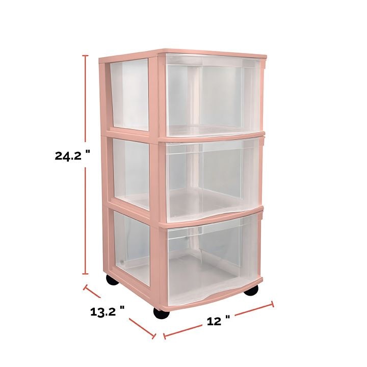 Type A 3-Drawer Storage Tower, Pink U6T5 - product image 3