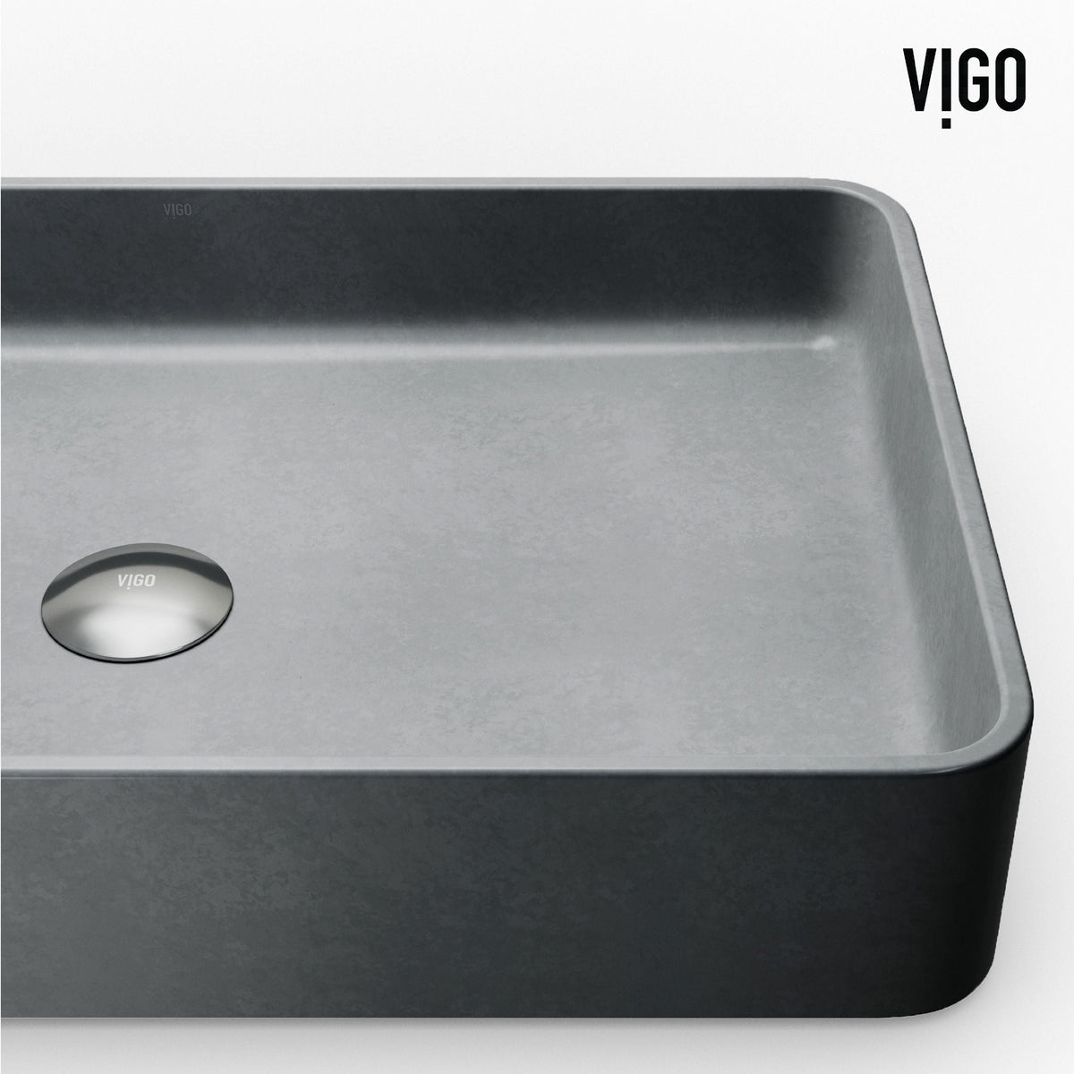 Basilica Gothic ConcretoStone Grey Bathroom Sink/Basin Set with Sterling Faucet and Rectangular Vessel D2F5 - product image 8