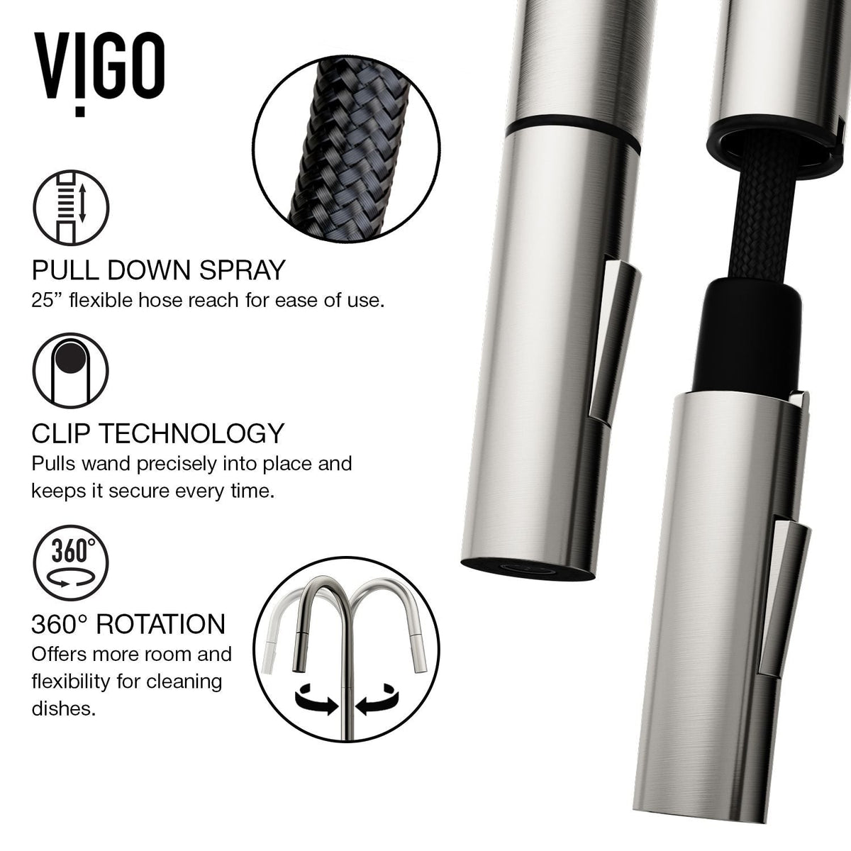 Greenwich Single Handle Pull Down Sprayer Kitchen Faucet with Deck Plate, Stainless Steel I2L7 - product image 4