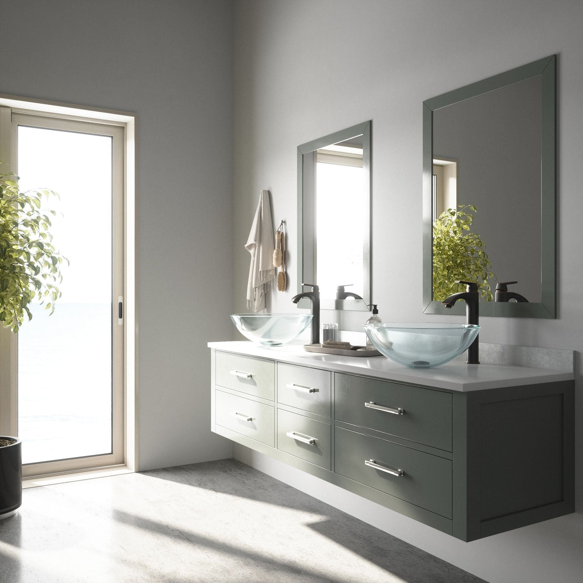 Round Glass Vessel Bathroom Sink/Basin with Repellent Seal Coating, Crystalline Q2R8 - product image 7