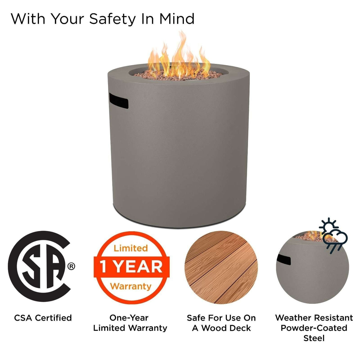 Steel Propane Fire Pit Hidden Tank in Mist Gray, 24-in P6H2 - product image 8