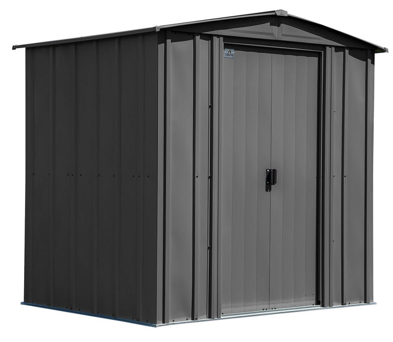 Classic Galvanized Steel Storage Shed, Charcoal, 6-ft x 5-ft X0I6