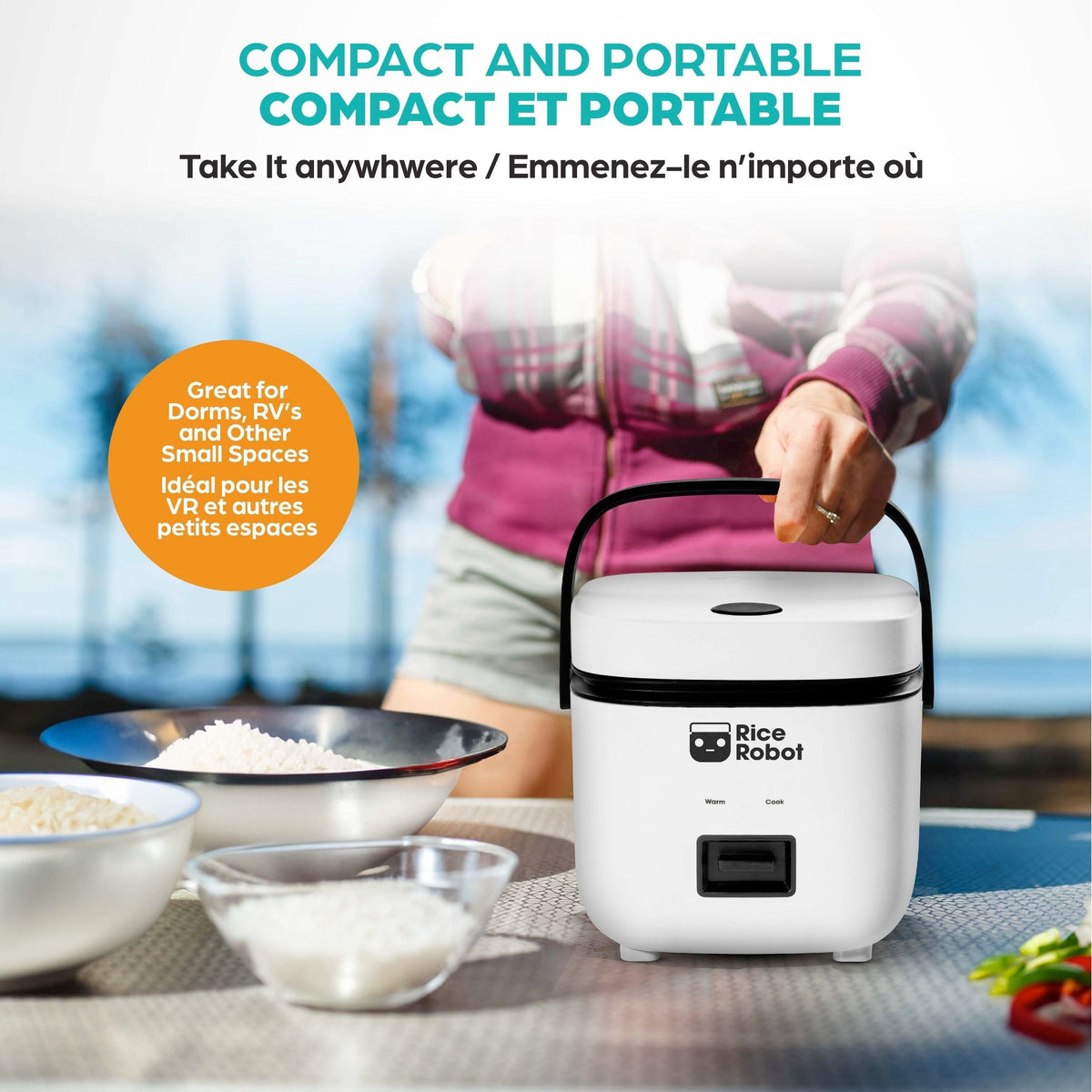 Ceramic Nonstick Rice Cooker, White, 1-qt Y2B0 - product image 5