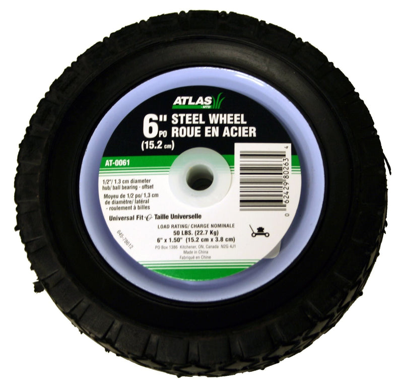 Steel Lawn Mower Wheel with Ball Bearings, 6-in x 1.5-in M0K2