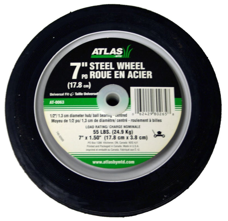 Steel Lawn Mower Wheel with Ball Bearings, 7-in x 1.5-in N0Y8
