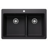 Dual Mount Kitchen Sink with Low Divide, Black, 33-in F7I2 - product image 1