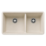 Precis SILGRANIT 33-in 60/40 Double Bowl Undermount Kitchen Sink, Soft White N8L4 - product image 1