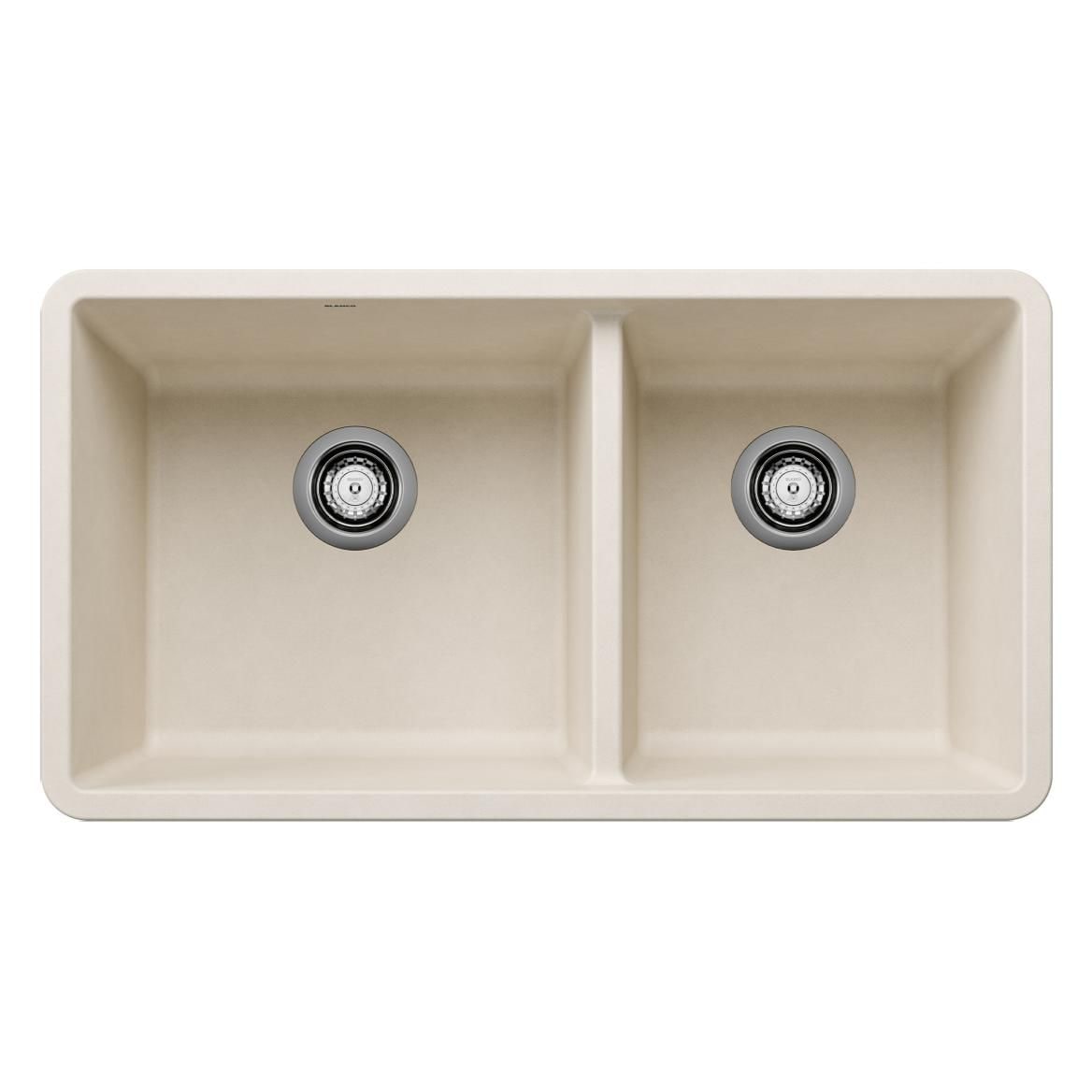 Precis SILGRANIT 33-in 60/40 Double Bowl Undermount Kitchen Sink, Soft White N8L4 - product image 1