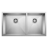 Quatrus R0 33-in 60/40 Double Bowl Undermount Stainless Kitchen Sink Q5K1 - product image 1