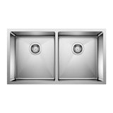 Quatrus R15 32-in 50/50 Double Bowl Undermount Stainless Steel Kitchen Sink A8P8 - product image 1