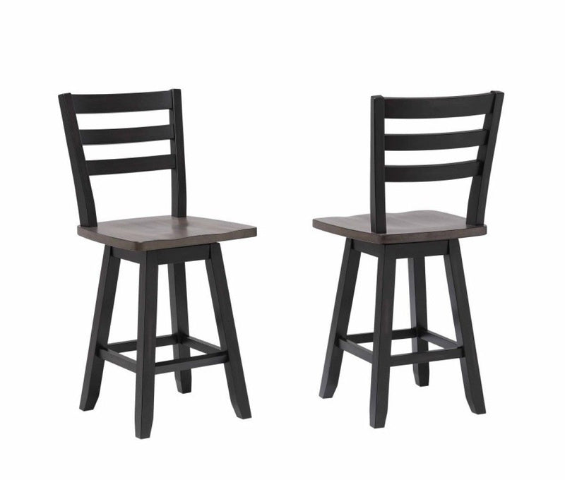 Aaron Oak/Dark Grey Swivel Counter/Bar Stool with Back Rest, 2-pc R1X4