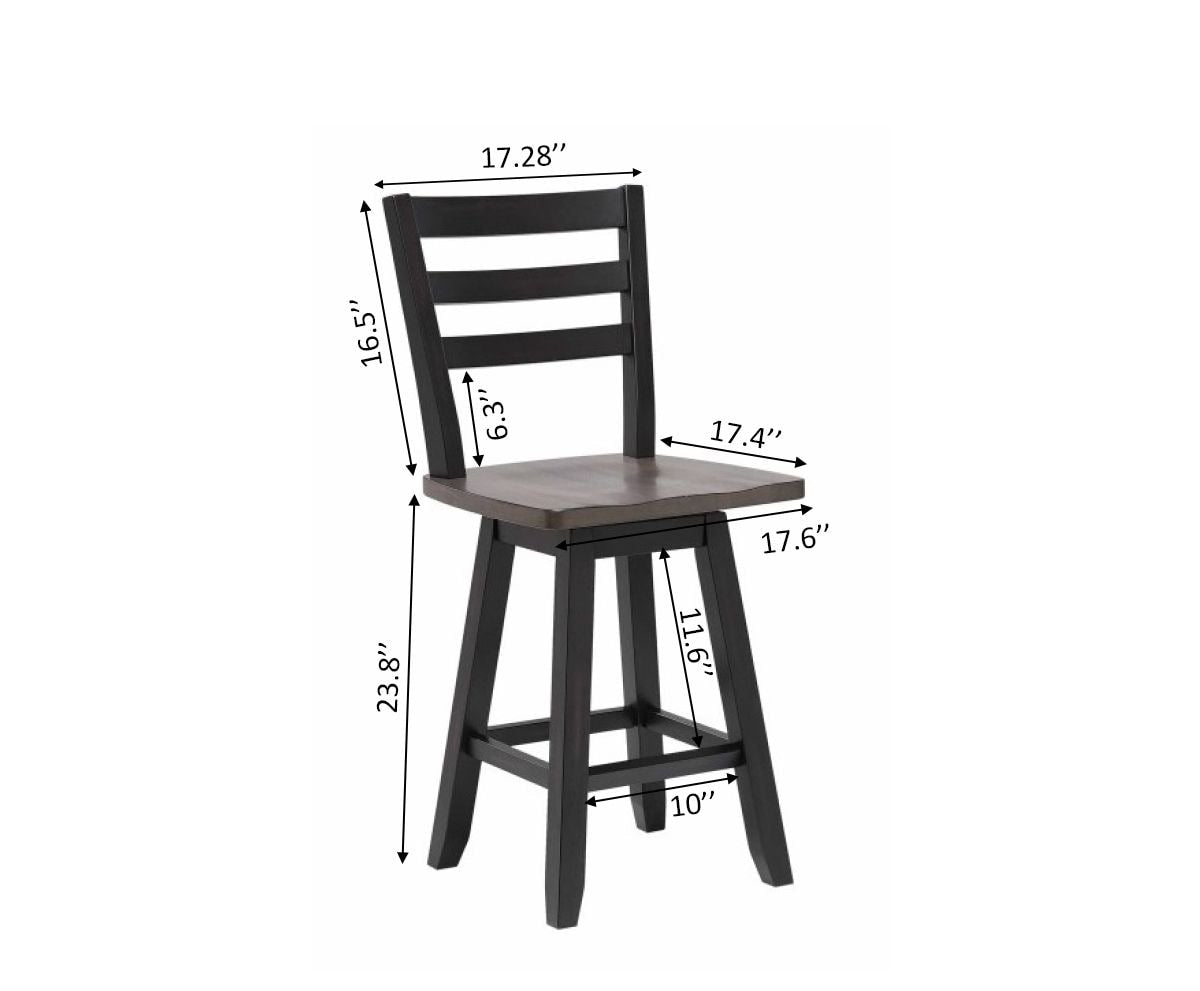 Aaron Oak/Dark Grey Swivel Counter/Bar Stool with Back Rest, 2-pc R1X4 - product image 3