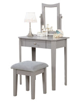 Cece 1-Drawer Grey Dressing Table Makeup Vanity Set with Stool and Mirror Q3Q3 - product image 3