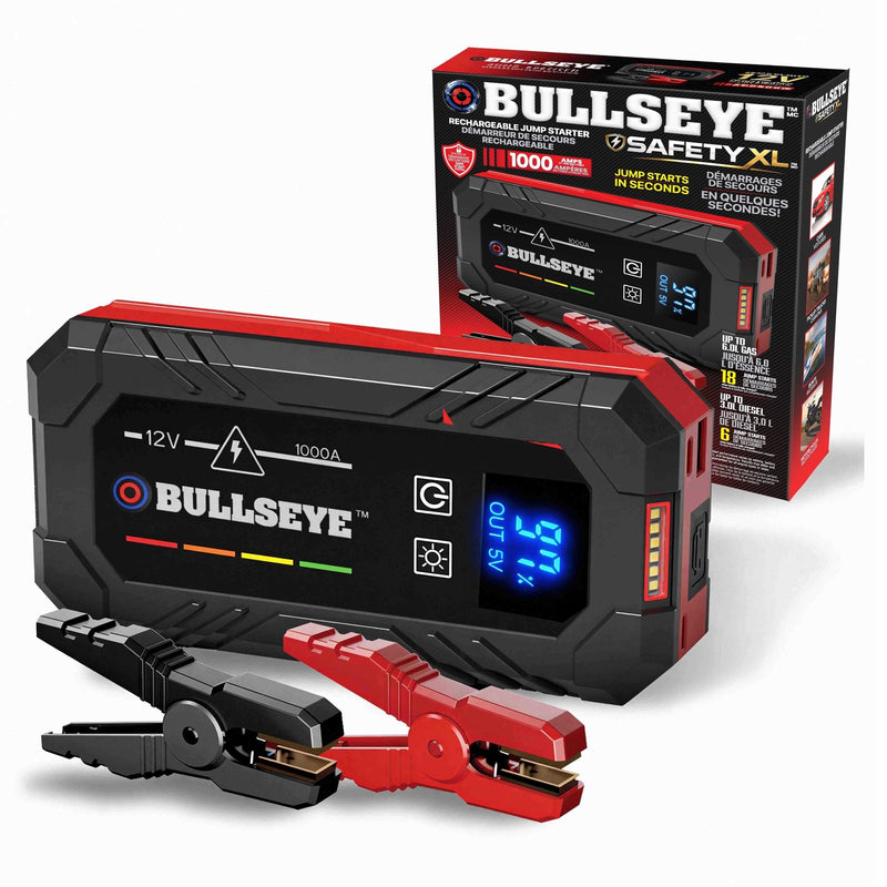Safety XL 1000A 12V Car Jump Starter, Portable Booster with Jumper Cables, 6.0-L Gas & 3.0-L Diesel, 1800mAh Rechargeable T7B5