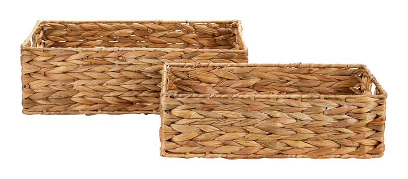 Ari Rectangle Woven Water Hyacinth Storage Basket, 2-pc X8E9