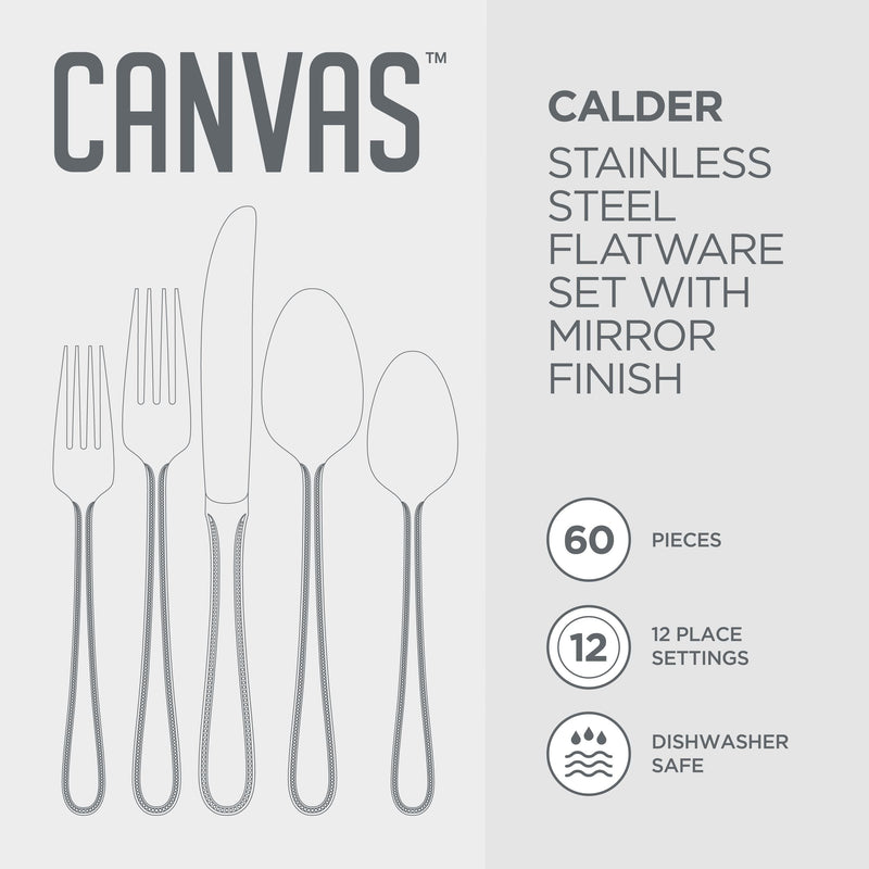 Beaded Edge Flatware Set, Serves 12, 60-pc Y9L9