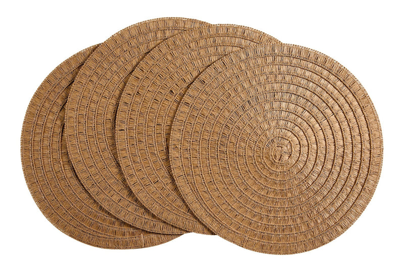 Crochet Natural Placemats, Round, Hand-woven, 4-pk T2E3