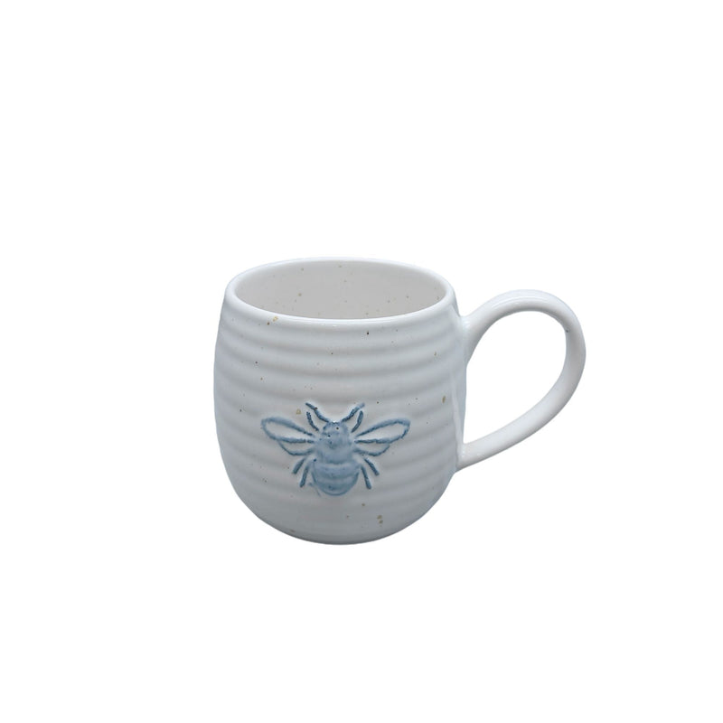 Durable Stoneware Bee Mug, White, 14-oz E1M2