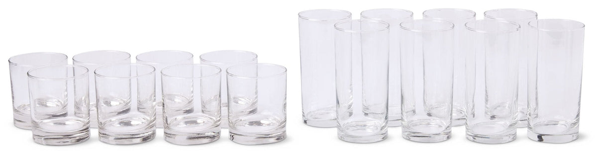 Heavy Base Glassware Tumbler Set, Clear, 11 oz & 15 oz, 16-pc Y5M8 - product image 1