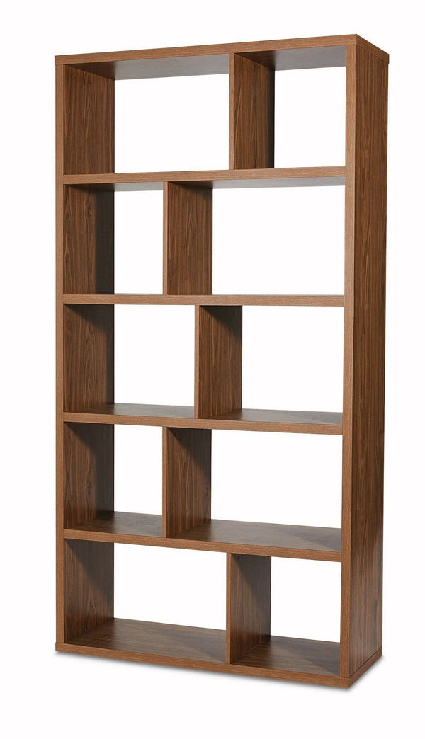 Knowlan Modular Adjustable 5-Tier Bookshelf, 38.25 x 14.5 x 74.25-in, Walnut E0I9