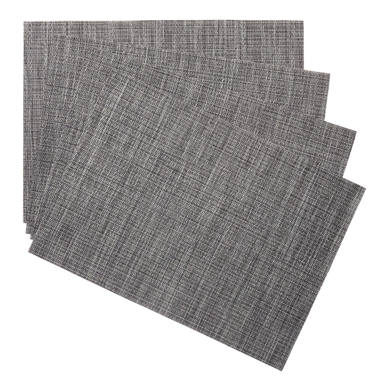 Lurex Rectangle Textilene Woven Placemat, Gunmetal, 13-in x 18-in, 4-pk V7A0