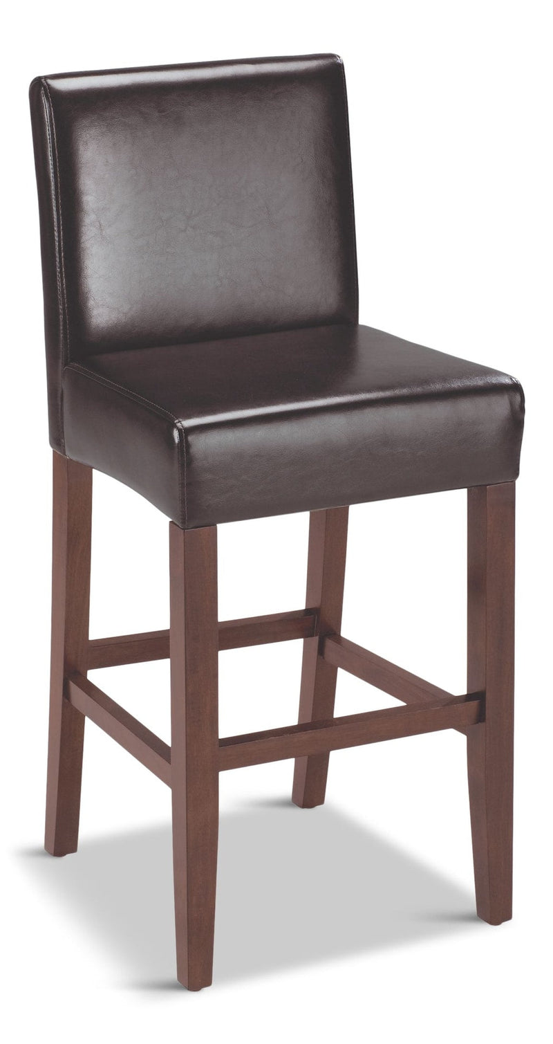 Parsons Wood & PU Leather Bar Stool With Backrest, Dark Brown T0G0