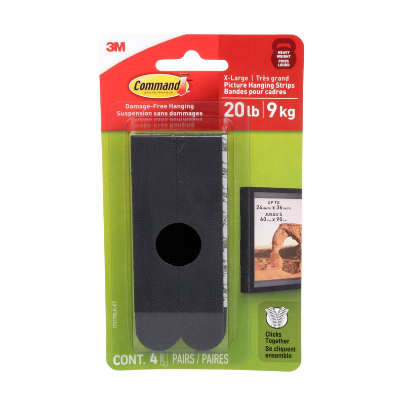 20-lb Black Picture Hanging Strips, 17217BLK-EF | 4 Pairs, X-Large Strips M2T6